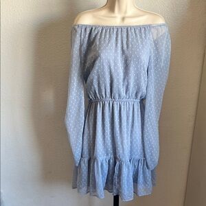 H & M Blue Off-Shoulder Long Sleeve Dress